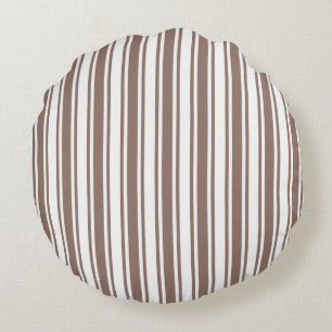 Coussins Ronds Taupe brun et blanc bonbons rayures