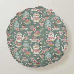 Coussins Ronds Tea Party vintage