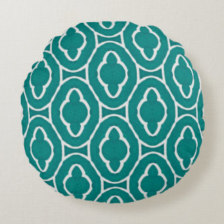 Coussins Ronds  Teal Moroccan Trellis Pattern