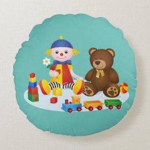 Coussins Ronds Teddy Bear et Clown Nursery Room