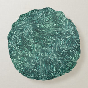 Coussins Ronds Teintes de jade texturées et cyan verdâtre