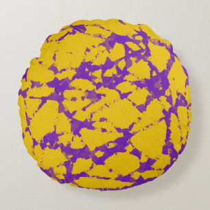 Coussins Ronds Teinture Tie-Dye Violet et Jaune