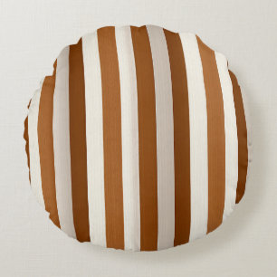 Coussins Ronds Terracotta Chaude et Rayure Verticale Crème