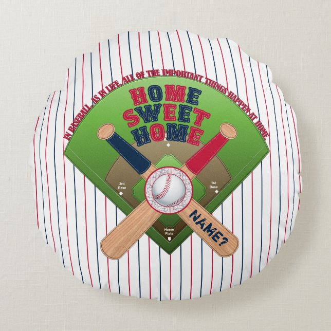Coussins Ronds Terrain De Baseball, Accueil 01-Round Throw Pillow (Devant)
