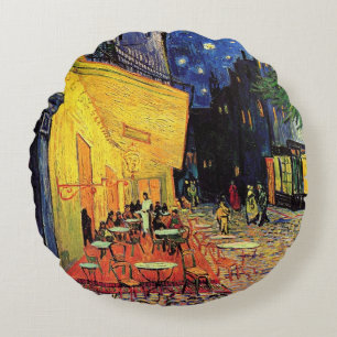 Coussins Ronds Terrasse de café la nuit par Vincent van Gogh