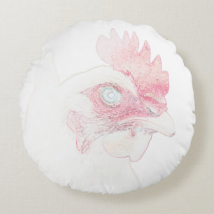 Coussins Ronds Tête de coq de poulet funky