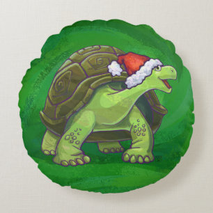 Coussins Ronds Têtes et Tails Festive Tortue Sur Vert