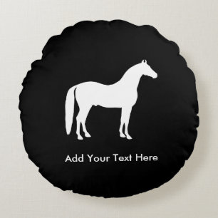 Coussins Ronds Texte personnalisable élégant de cheval blanc