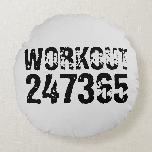Coussins Ronds Texte usé et rayé Workout 247365 noir (Devant)