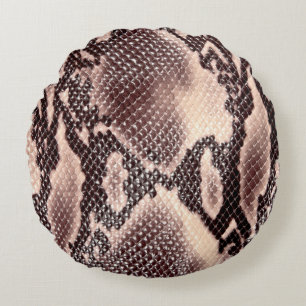 Coussins Ronds texture Brown en cuir de serpent