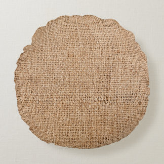 Coussins Ronds texture de burlap Brown, tissu rustique.