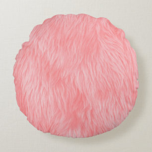Coussins Ronds Texture de la fourrure de laine rose souple