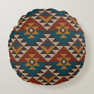 Coussins Ronds Texture de laine aztèque Tribal.