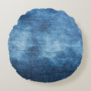 Coussins Ronds Texture des jeans en denim bleu