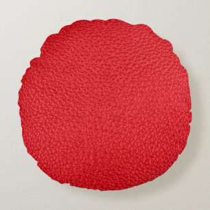 Coussins Ronds Texture en cuir rouge