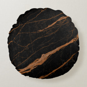 Coussins Ronds texture en marbre noir naturel emperador arrière -