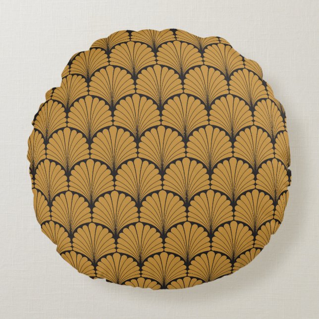 Coussins Ronds Texture florale géométrique Art déco (Devant)
