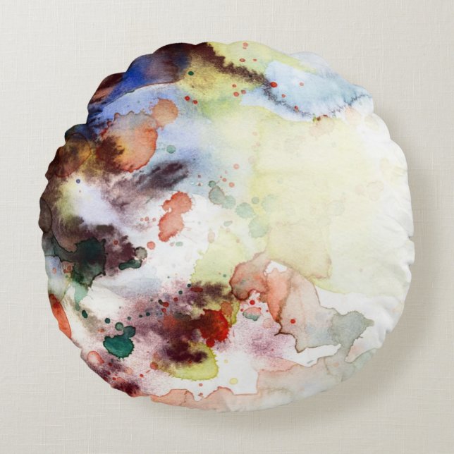 Coussins Ronds Texture grunge d'aquarelle abstraite avec la (Devant)