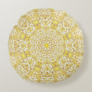 Coussins Ronds Texture motif or avec mosaïques dorées dans le By