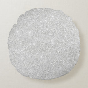 Coussins Ronds Texture Parties scintillant argent blanc brillant 