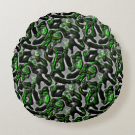 Coussins Ronds Texture verte de chaux attrayante gravée en gris