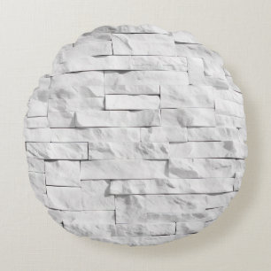 Coussins Ronds Textures de pierre blanche Design Série 1