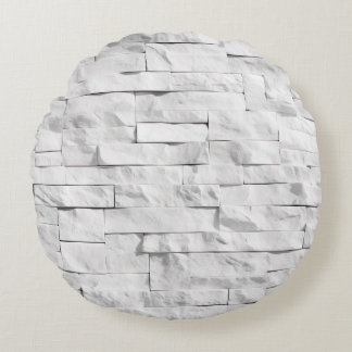 Coussins Ronds Textures de pierre blanche Design Série 1