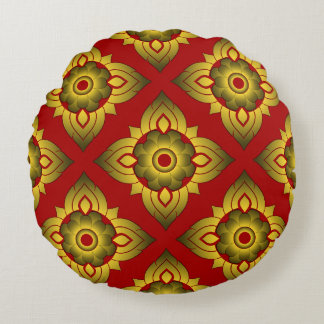 Coussins Ronds thai ikat sans couture arrière - plan motif
