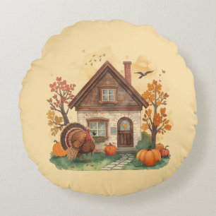 Coussins Ronds Thanksgiving Bliss and the Country Home Round Pill