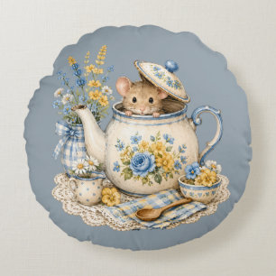 Coussins Ronds Théière Fantaisiste Maison de Souris Cottagecore F