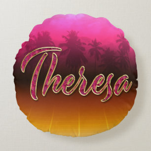 Coussins Ronds Theresa prénom Golden pink Oreillers