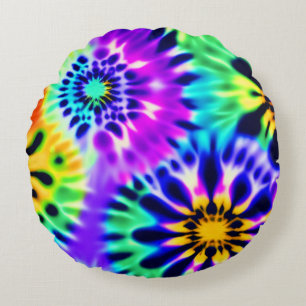 Coussins Ronds Tie Dye Swirling Motif Design