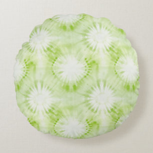 Coussins Ronds Tie-Dye Vert Citron Menthe
