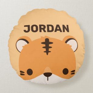 Coussins Ronds Tigre mignon avec nom personnalisé