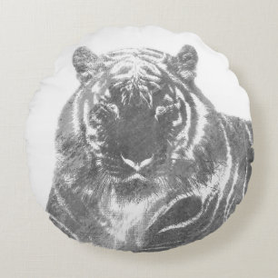 Coussins Ronds Tigre noir et blanc