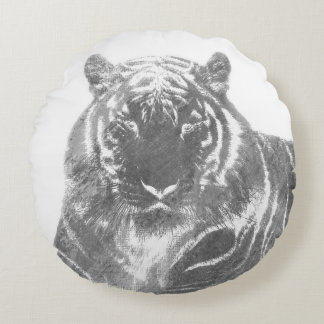 Coussins Ronds Tigre noir et blanc