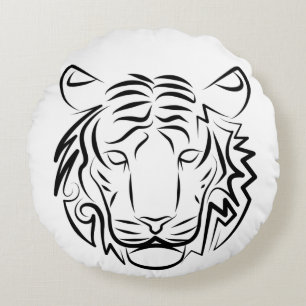 Coussins Ronds Tigre tribal noir et blanc