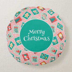 Coussins Ronds Timbres postés de Noël rétro