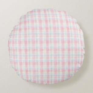 Coussins Ronds Tissu à carreaux pastel de Pâques – Mignon 