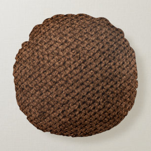 Coussins Ronds Tissu écrasé : Élégance Brown foncée
