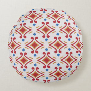 Coussins Ronds Tissu Ikat artisanal. Un motif sans couture ethniq
