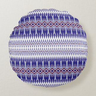 Coussins Ronds Tissu indigo avec des images de fleurs colorées qu