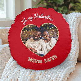 Coussins Ronds To My Valentine | Custom Photo Heart Red