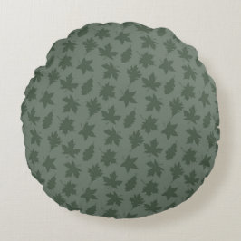 COUSSINS RONDS TOMBE FEUILLES VERTS & MOTIFS VERTS & PINK PLAID