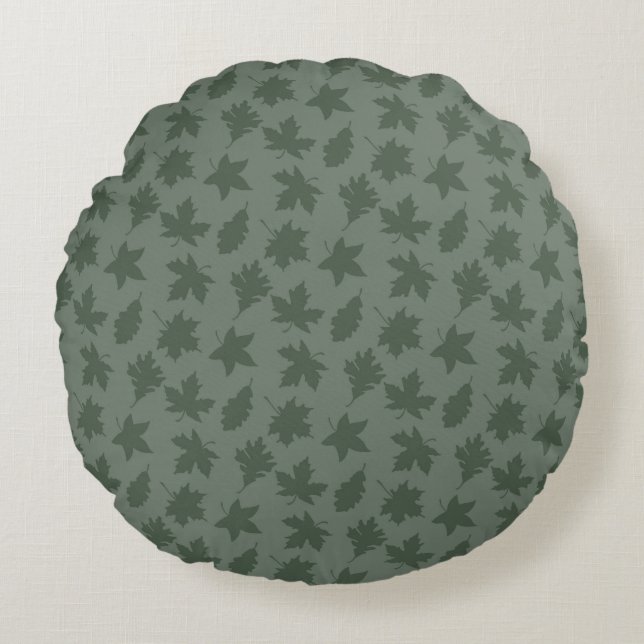 COUSSINS RONDS TOMBE FEUILLES VERTS & MOTIFS VERTS & PINK PLAID (Devant)