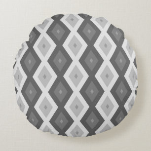 Coussins Ronds Tons de motif de diamant gris