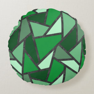 Coussins Ronds Tons de motif en vitrail vert