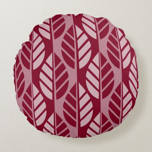 Coussins Ronds Tons de rouge stylisé Motif Feuille (Devant)