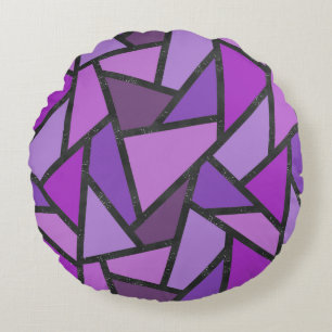 Coussins Ronds Tons de vitrail violet motif