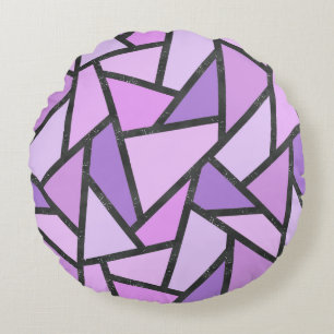 Coussins Ronds Tons du motif en vitrail lilas